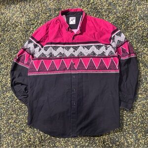 Roper Vintage Aztec Western Print Button Down Shirt (fits L)